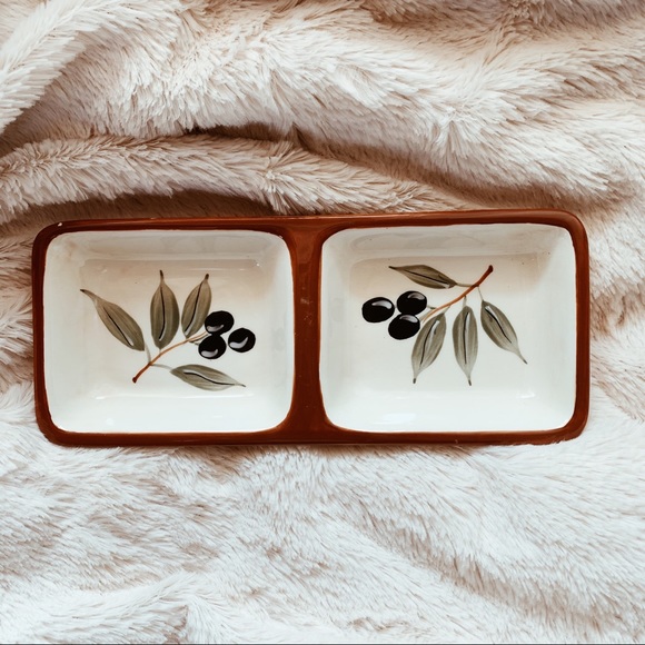 Vintage Other - Ceramic Retro Vintage Olive Platter